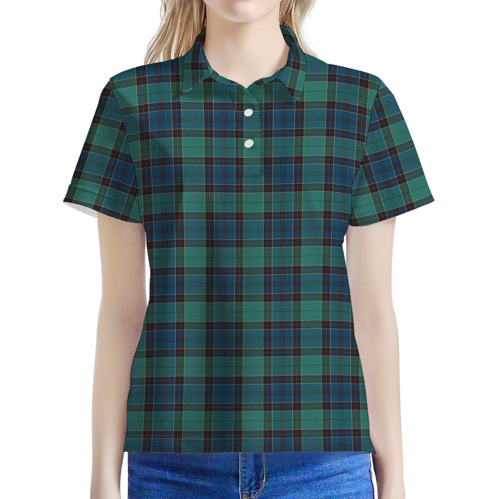 Clan Campbell Tartan Pattern Print Women's Polo Shirt