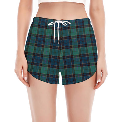 Clan Campbell Tartan Pattern Print Women's Split Running Shorts