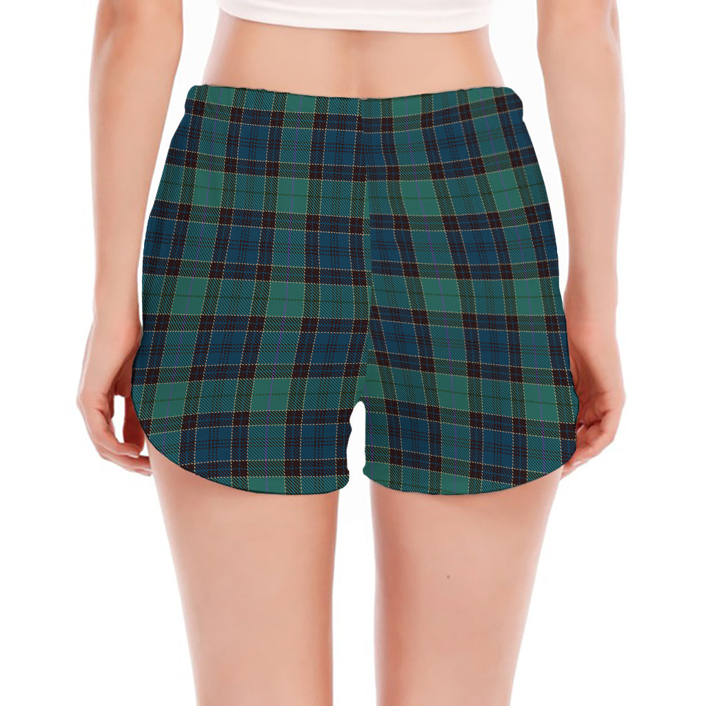 Clan Campbell Tartan Pattern Print Women's Split Running Shorts