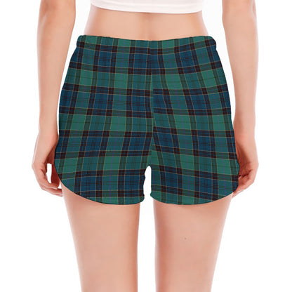 Clan Campbell Tartan Pattern Print Women's Split Running Shorts