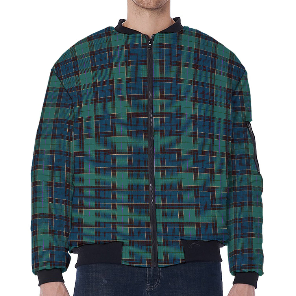 Clan Campbell Tartan Pattern Print Zip Sleeve Bomber Jacket