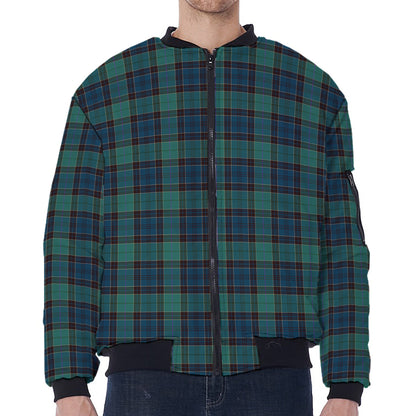 Clan Campbell Tartan Pattern Print Zip Sleeve Bomber Jacket