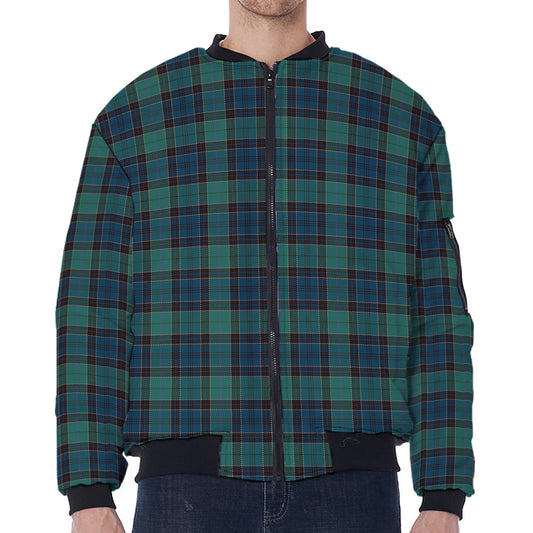 Clan Campbell Tartan Pattern Print Zip Sleeve Bomber Jacket
