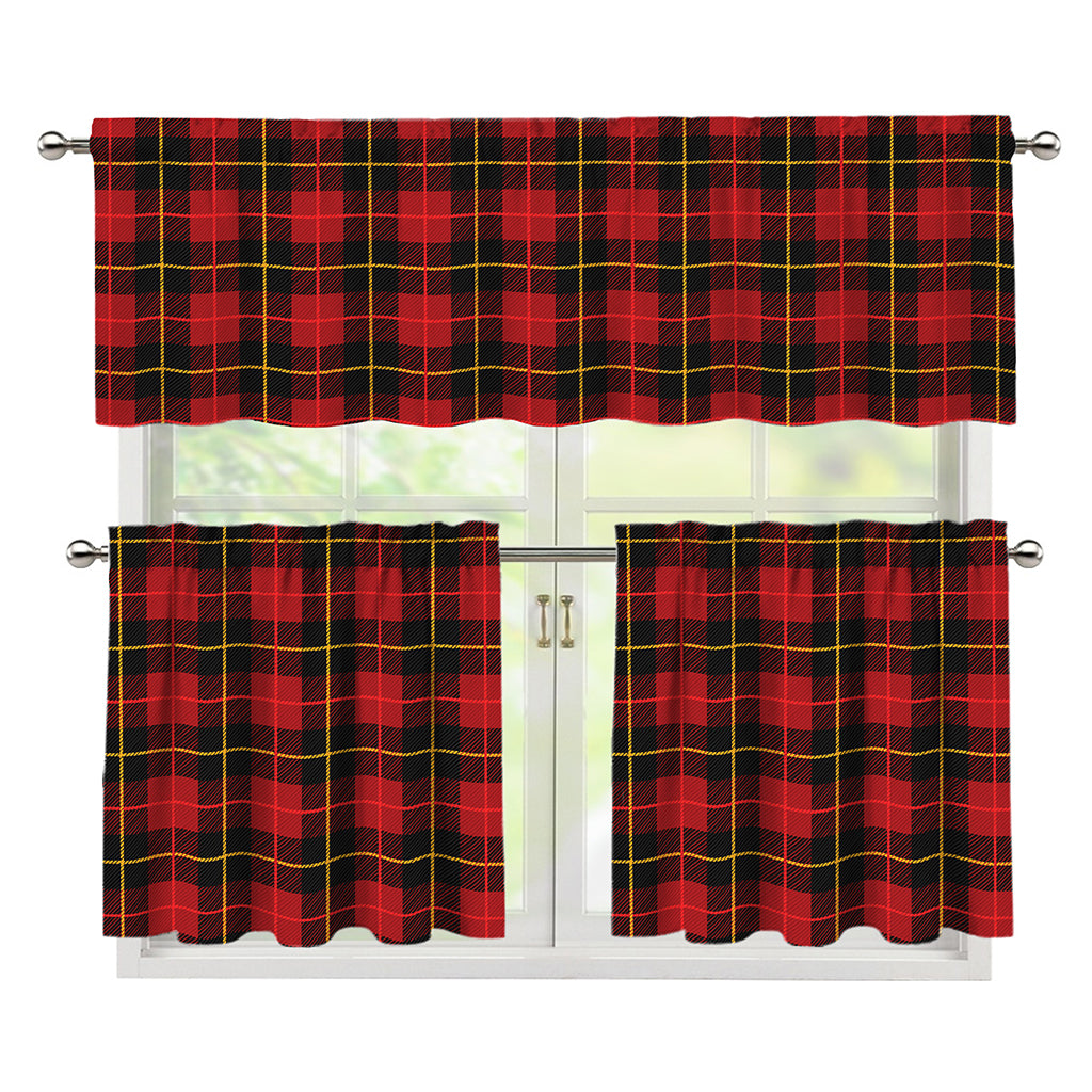 Clan Macqueen Tartan Pattern Print 3 Piece Kitchen Curtains