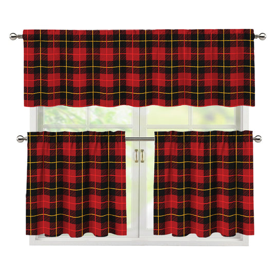 Clan Macqueen Tartan Pattern Print 3 Piece Kitchen Curtains