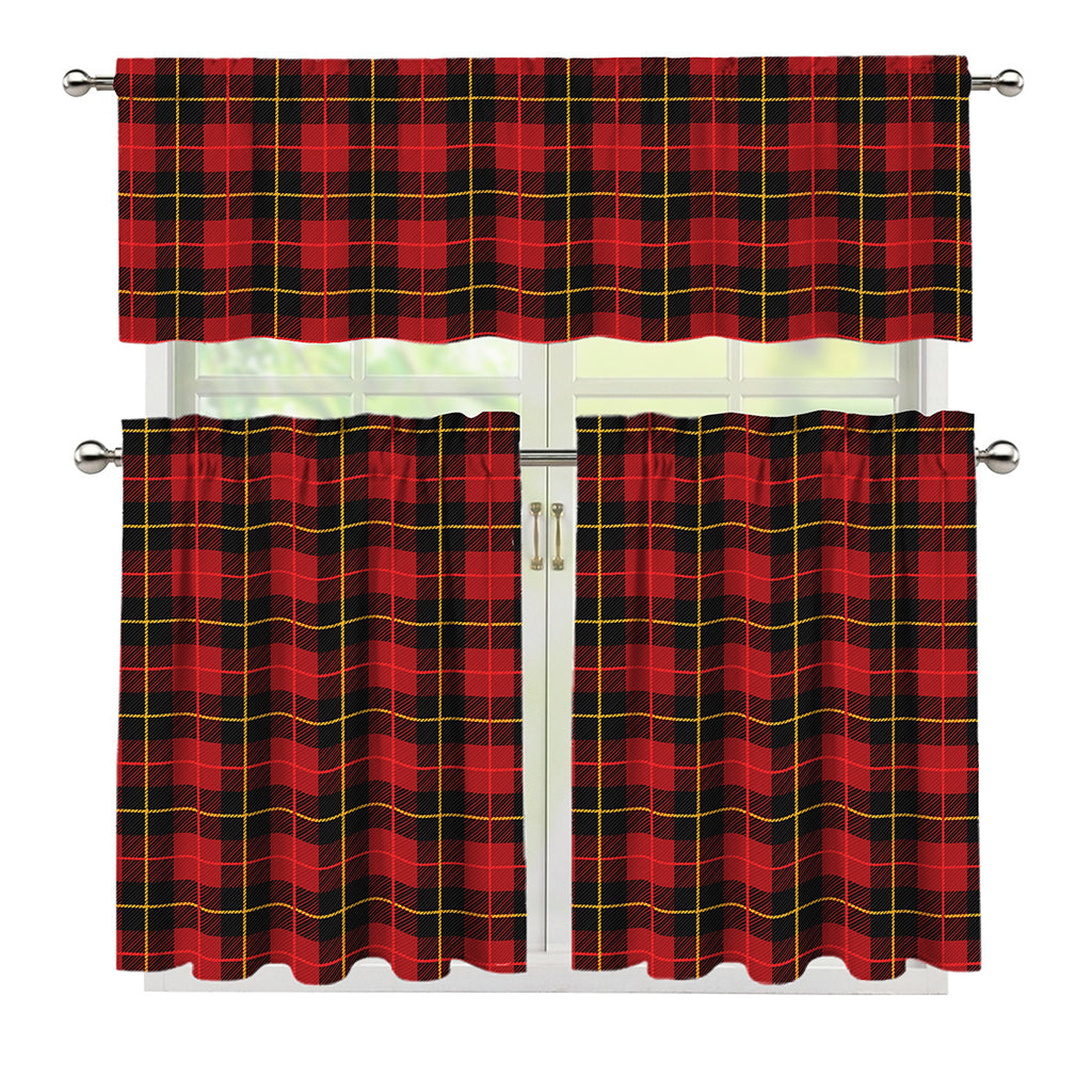 Clan Macqueen Tartan Pattern Print 3 Piece Kitchen Curtains
