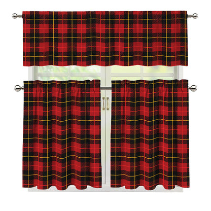 Clan Macqueen Tartan Pattern Print 3 Piece Kitchen Curtains