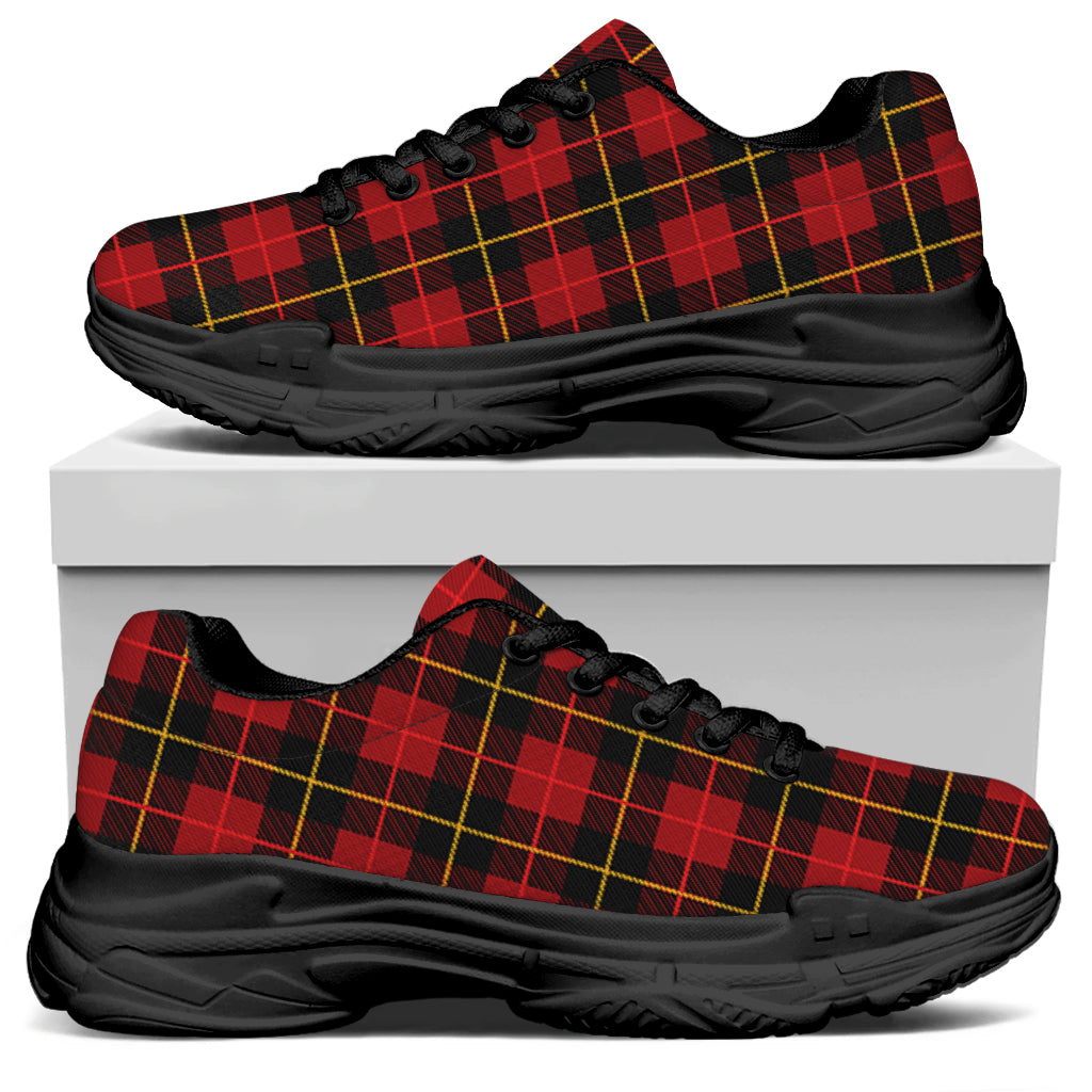 Clan Macqueen Tartan Pattern Print Black Chunky Shoes