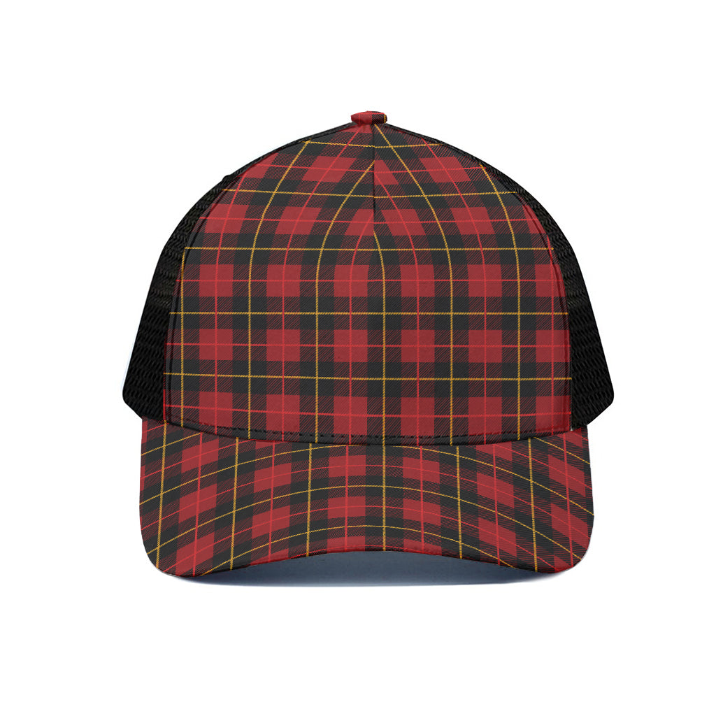 Clan Macqueen Tartan Pattern Print Black Mesh Trucker Cap