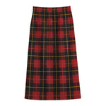 Clan Macqueen Tartan Pattern Print Cotton Front Slit Maxi Skirt