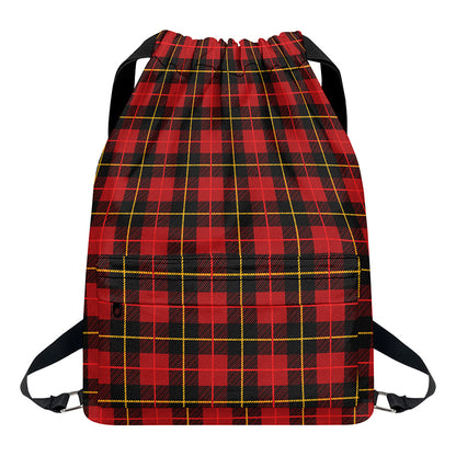 Clan Macqueen Tartan Pattern Print Drawstring Backpack