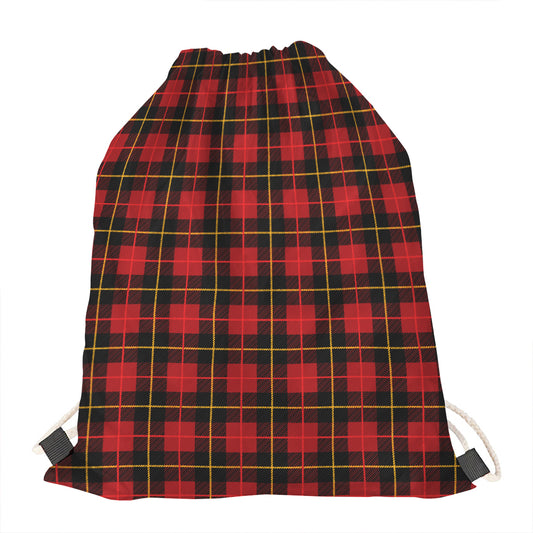 Clan Macqueen Tartan Pattern Print Drawstring Bag