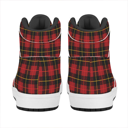 Clan Macqueen Tartan Pattern Print High Top Leather Sneakers