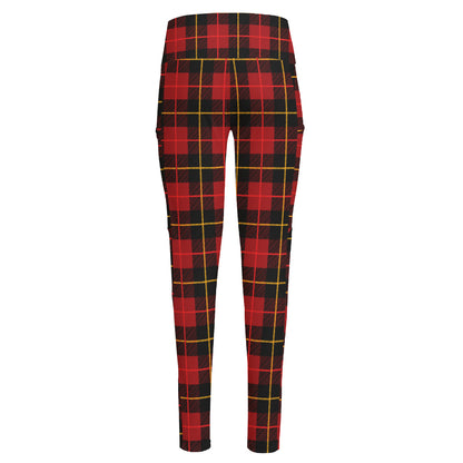 Clan Macqueen Tartan Pattern Print High-Waisted Pocket Leggings