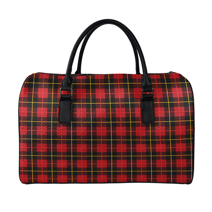 Clan Macqueen Tartan Pattern Print Leather Duffle Bag
