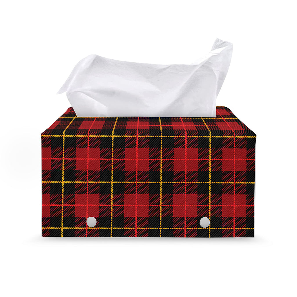 Clan Macqueen Tartan Pattern Print Leather Tissue Box Cover