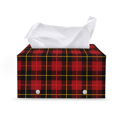 Clan Macqueen Tartan Pattern Print Leather Tissue Box Cover