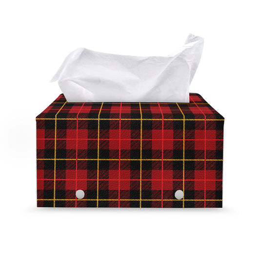 Clan Macqueen Tartan Pattern Print Leather Tissue Box Cover