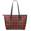 Clan Macqueen Tartan Pattern Print Leather Tote Bag With Zipper