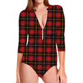 Clan Macqueen Tartan Pattern Print Long Sleeve Swimsuit