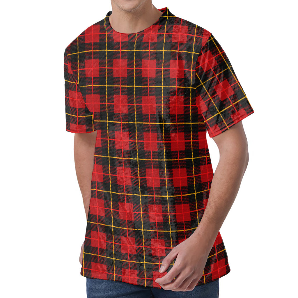 Clan Macqueen Tartan Pattern Print Men's Velvet T-Shirt