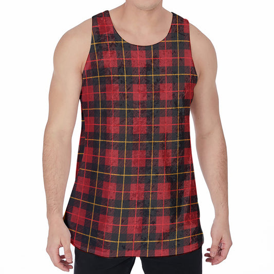 Clan Macqueen Tartan Pattern Print Men's Velvet Tank Top