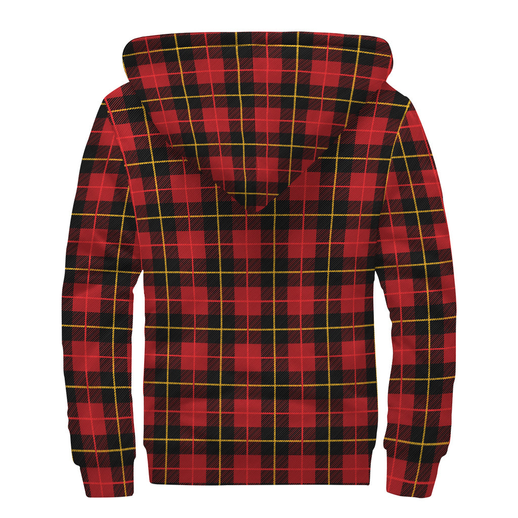 Clan Macqueen Tartan Pattern Print Sherpa Lined Zip Up Hoodie