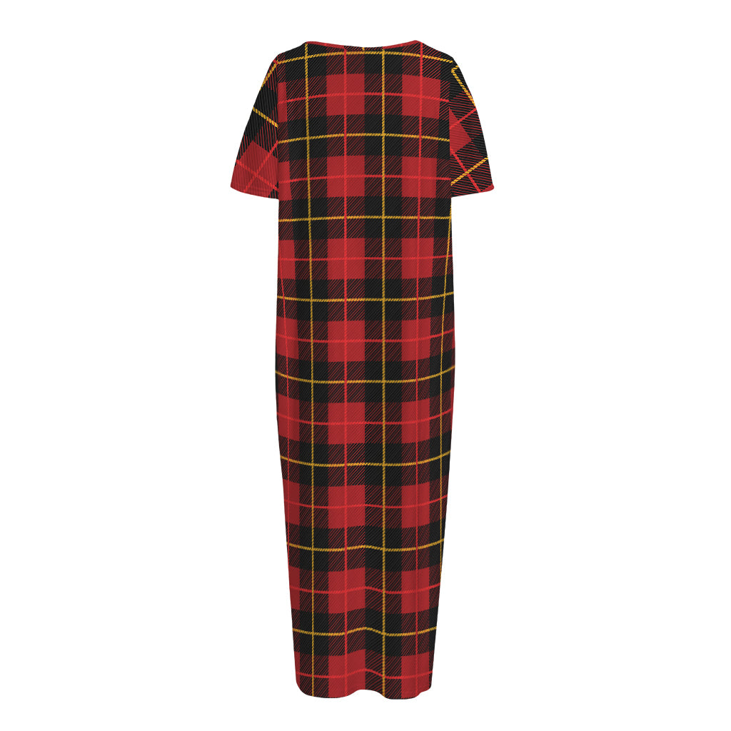 Clan Macqueen Tartan Pattern Print Short Sleeve Long Nightdress