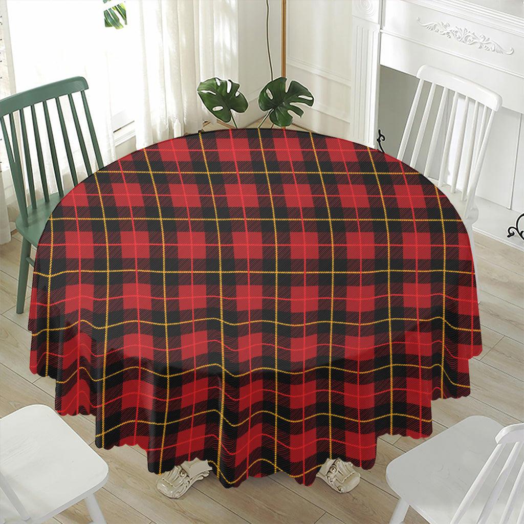Clan Macqueen Tartan Pattern Print Waterproof Round Tablecloth