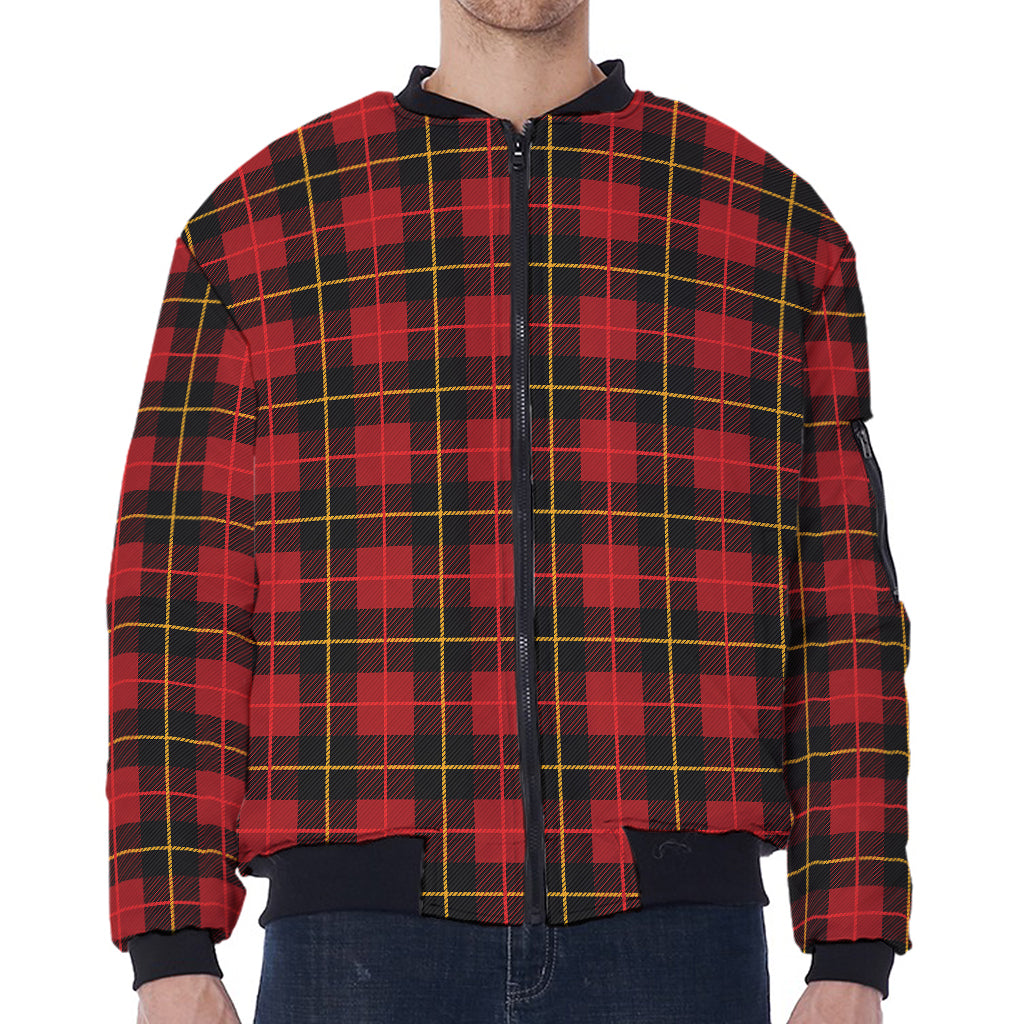 Clan Macqueen Tartan Pattern Print Zip Sleeve Bomber Jacket
