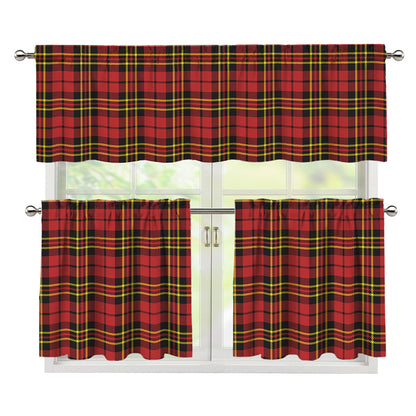 Clan Wallace Scottish Tartan Print 3 Piece Kitchen Curtains