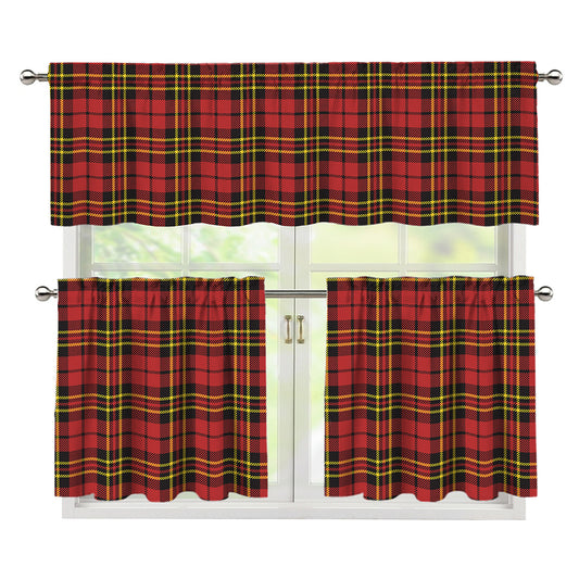 Clan Wallace Scottish Tartan Print 3 Piece Kitchen Curtains