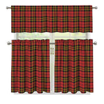 Clan Wallace Scottish Tartan Print 3 Piece Kitchen Curtains