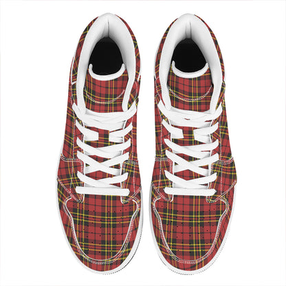 Clan Wallace Scottish Tartan Print High Top Leather Sneakers