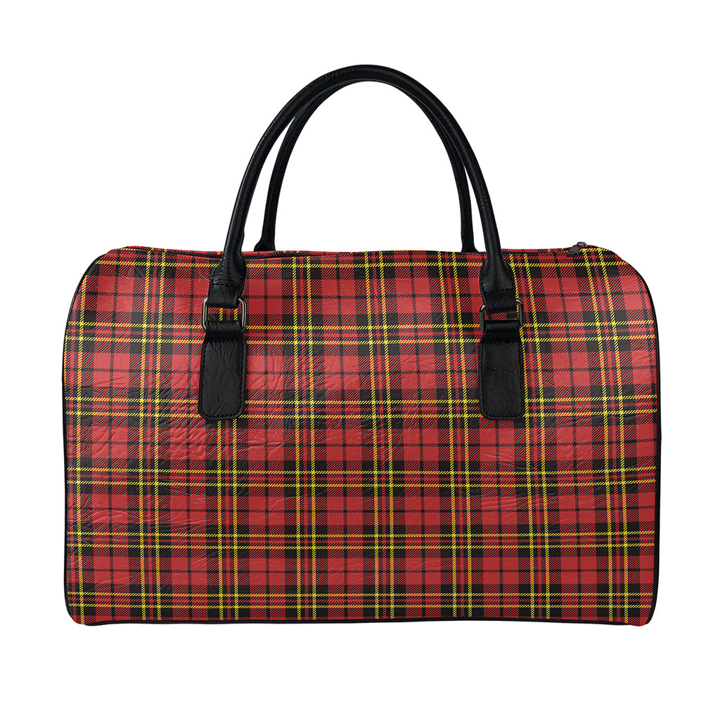 Clan Wallace Scottish Tartan Print Leather Duffle Bag