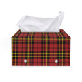 Clan Wallace Scottish Tartan Print Leather Tissue Box Cover
