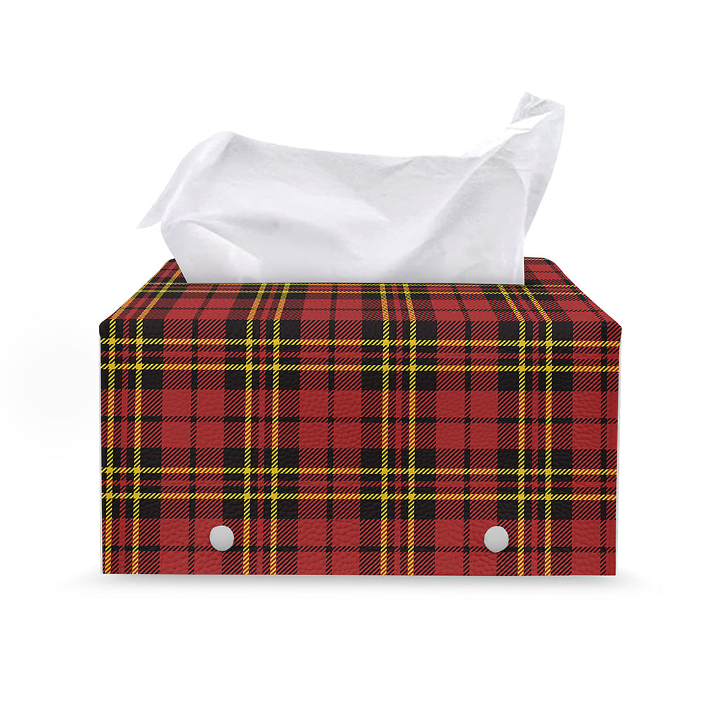 Clan Wallace Scottish Tartan Print Leather Tissue Box Cover