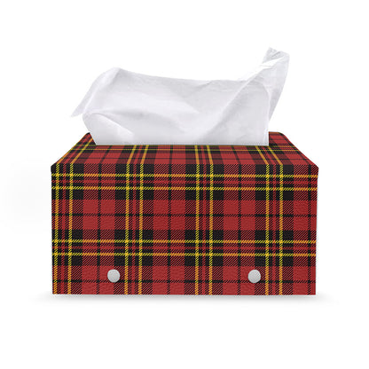 Clan Wallace Scottish Tartan Print Leather Tissue Box Cover