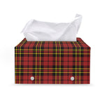 Clan Wallace Scottish Tartan Print Leather Tissue Box Cover