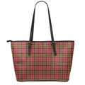 Clan Wallace Scottish Tartan Print Leather Tote Bag With Zipper