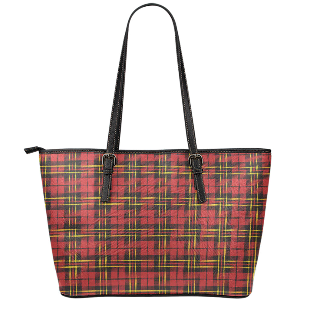 Clan Wallace Scottish Tartan Print Leather Tote Bag