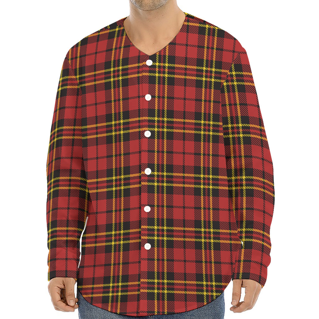 Clan Wallace Scottish Tartan Print Long Sleeve Baseball Jersey