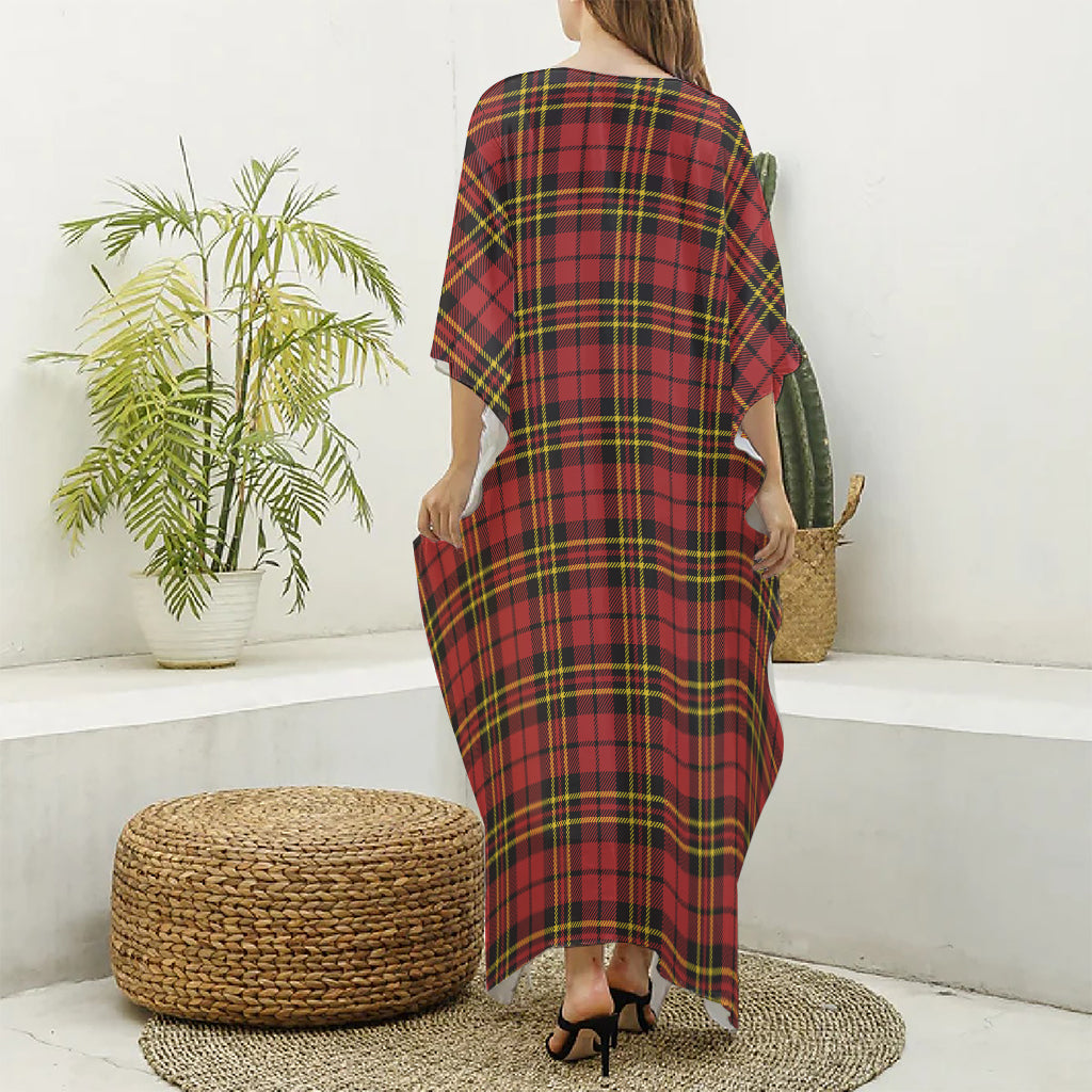 Clan Wallace Scottish Tartan Print Silk V-Neck Kaftan Dress