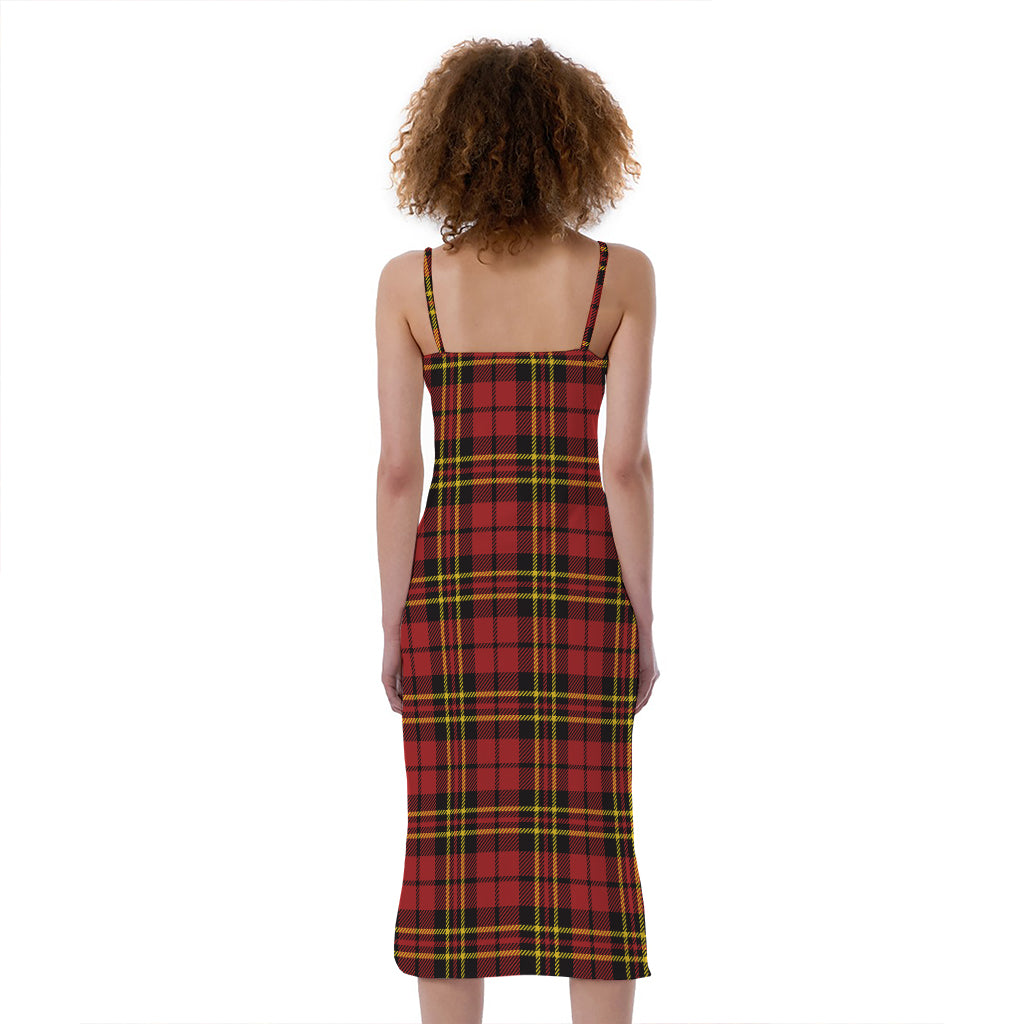 Clan Wallace Scottish Tartan Print Slim Fit Midi Cami Dress