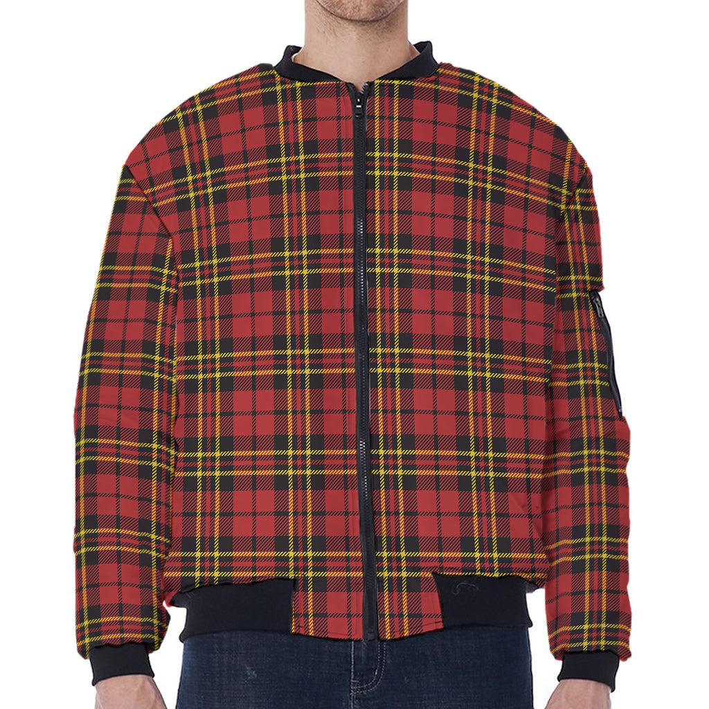 Clan Wallace Scottish Tartan Print Zip Sleeve Bomber Jacket