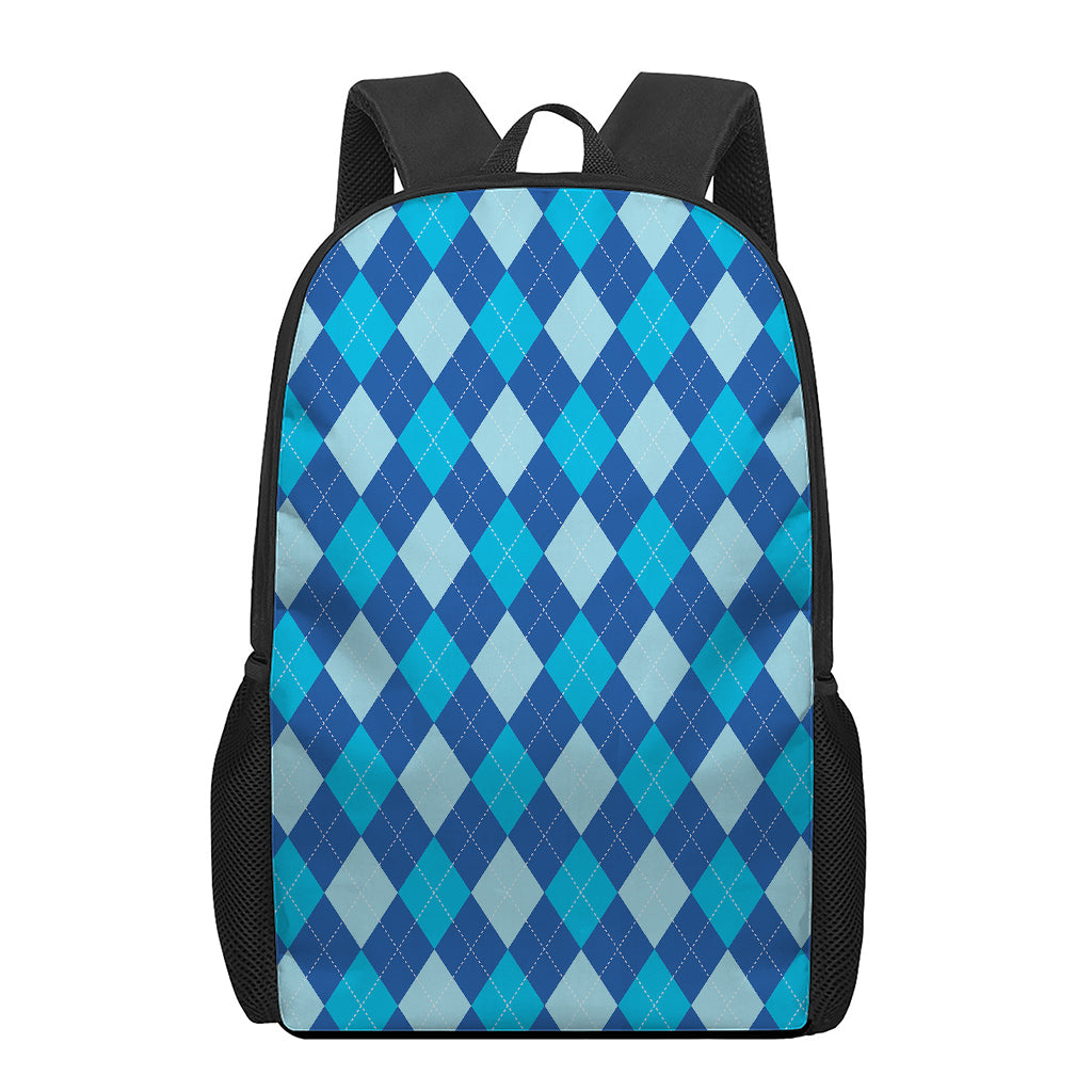 Classic Blue Argyle Pattern Print 17 Inch Backpack