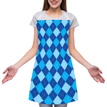 Classic Blue Argyle Pattern Print Adjustable Apron
