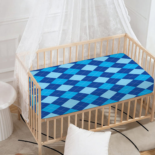 Classic Blue Argyle Pattern Print Baby Crib Sheet