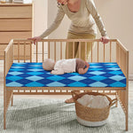 Classic Blue Argyle Pattern Print Baby Crib Sheet