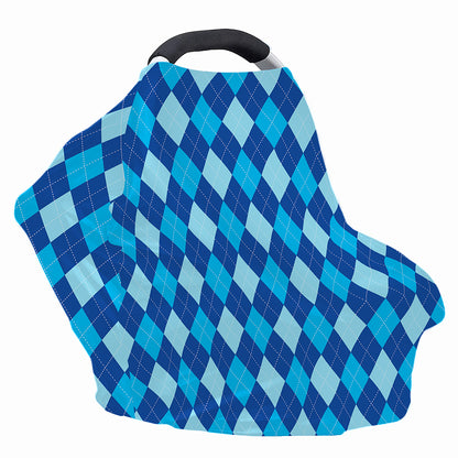 Classic Blue Argyle Pattern Print Baby Seat Cover
